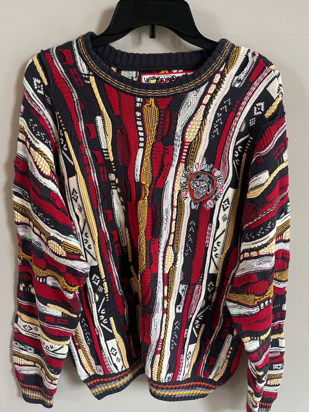 VTG VERYRARE Vamp 3D Textured Sweater Raf Reyes Streetwear Coogi Style SZ Large